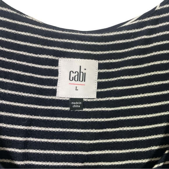 CAbi 5610 Launch Sleeveless Striped Blue White Midi Dress Size L - Picture 5 of 6